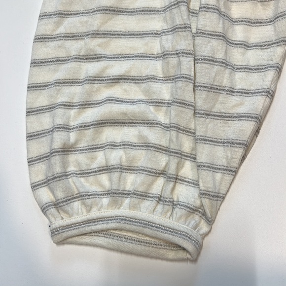 Lauren Ralph Lauren Women's Cream Metallic Stripe Flow Sleeve "Lurex" Blouse - Picture 4 of 4